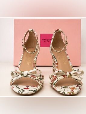 Kate Spade Garden Rooftop Leather Flamenco Wedges 8.5 NWT